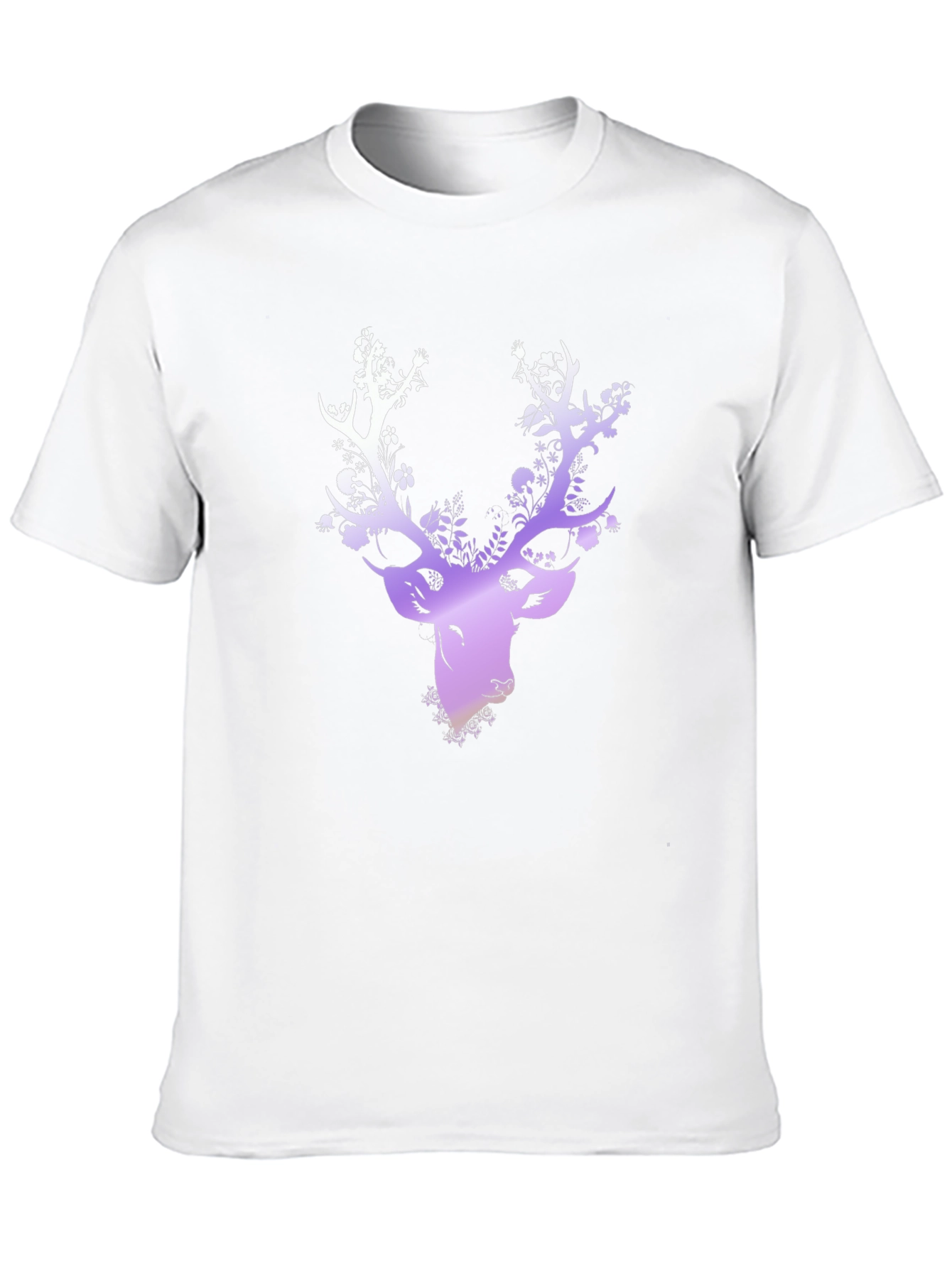 Floral Deer Head Graphic Black T-Shirt