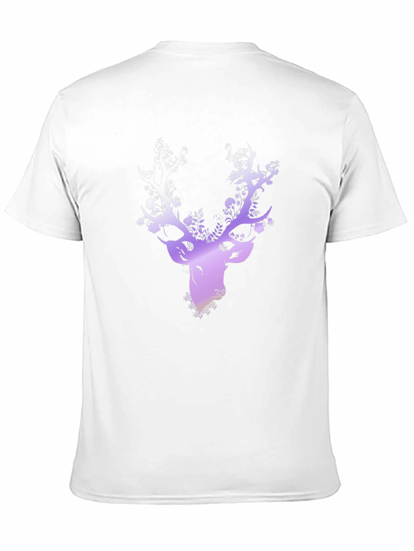 Floral Deer Head Graphic Black T-Shirt