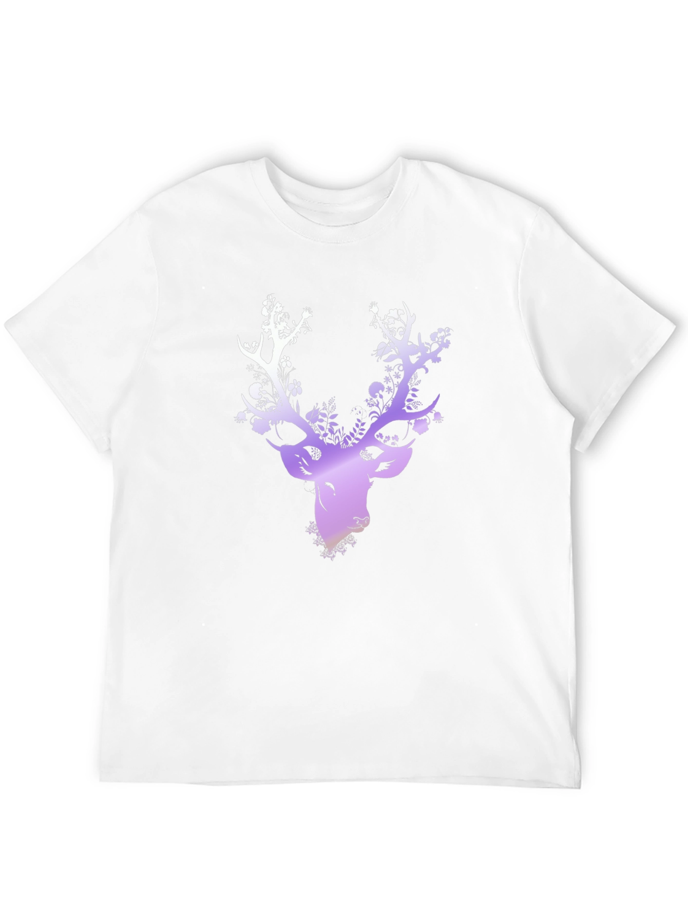 Floral Deer Head Graphic Black T-Shirt