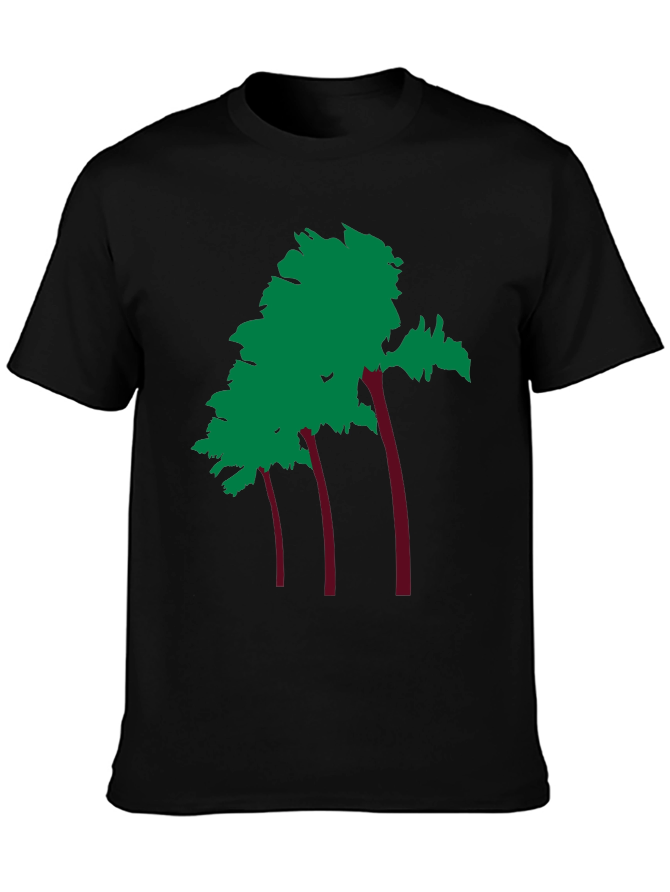 Trendy Palm Tree Graphic Black Tee Shirt