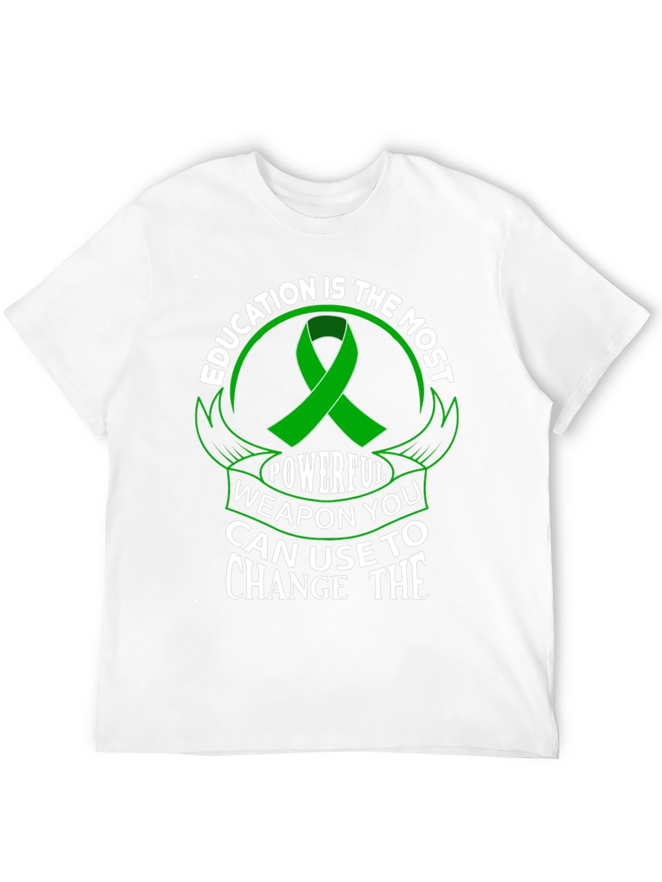 Education is Powerful T-Shirt Green Ribbon