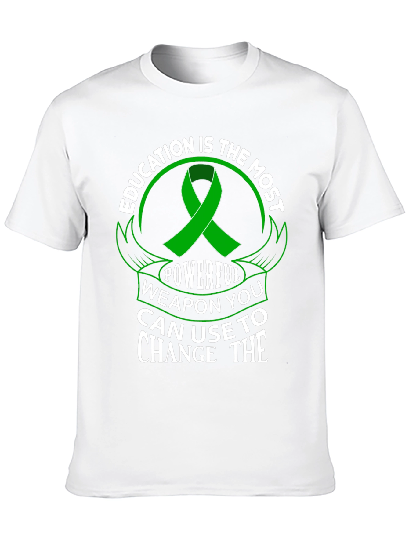 Education is Powerful T-Shirt Green Ribbon