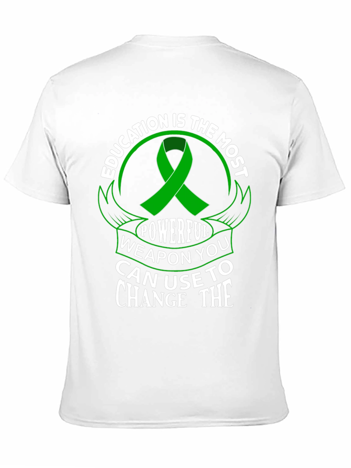 Education is Powerful T-Shirt Green Ribbon