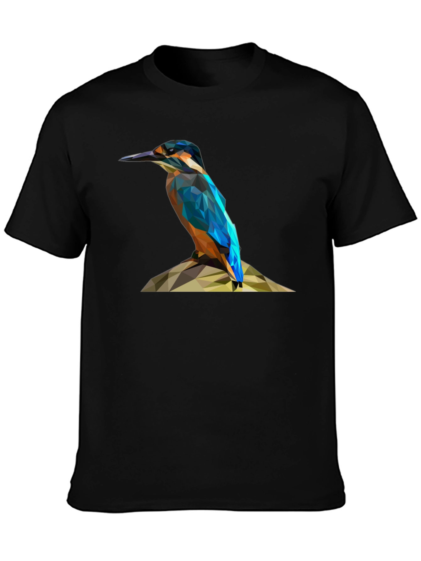 Geometric Kingfisher Bird Graphic T-Shirt