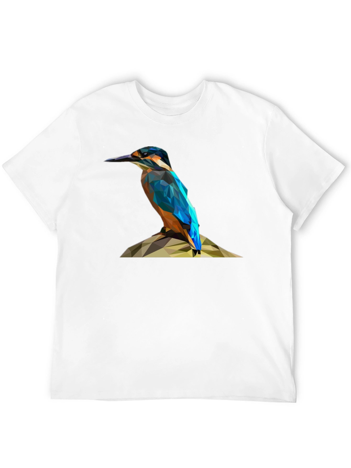 Geometric Kingfisher Bird Graphic T-Shirt