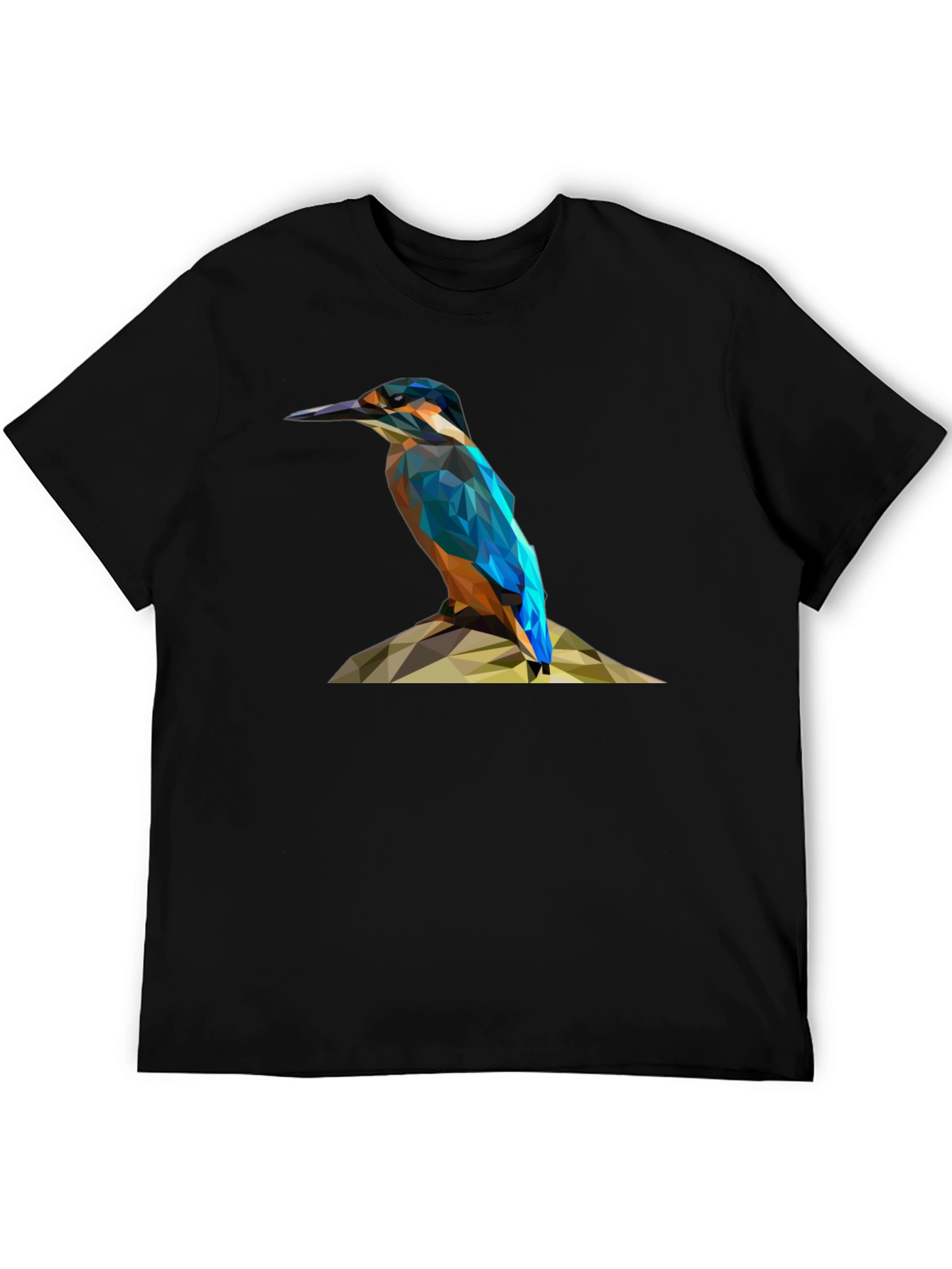 Geometric Kingfisher Bird Graphic T-Shirt