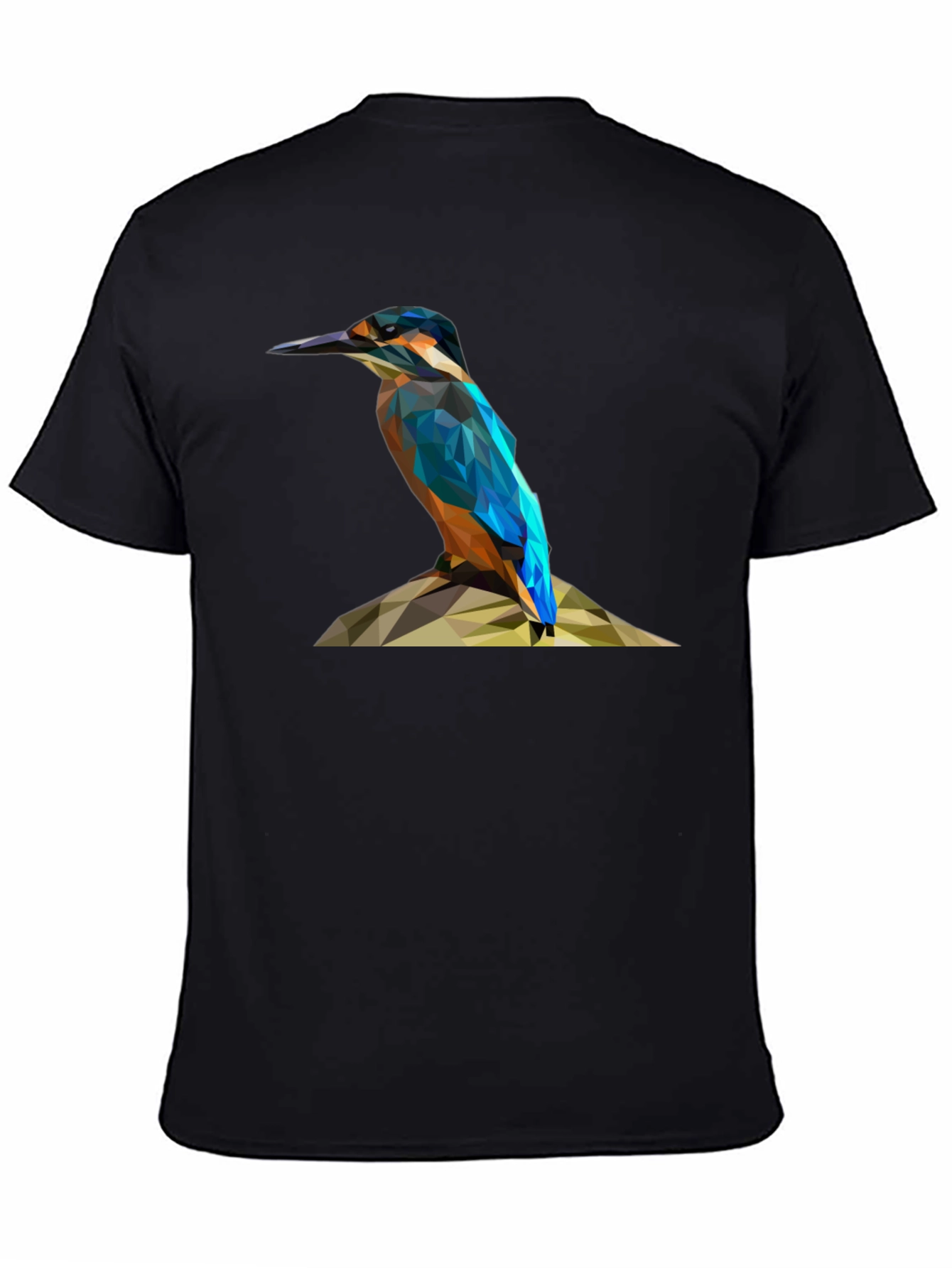 Geometric Kingfisher Bird Graphic T-Shirt