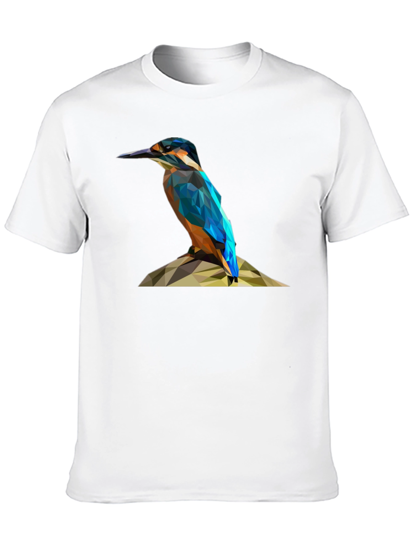 Geometric Kingfisher Bird Graphic T-Shirt