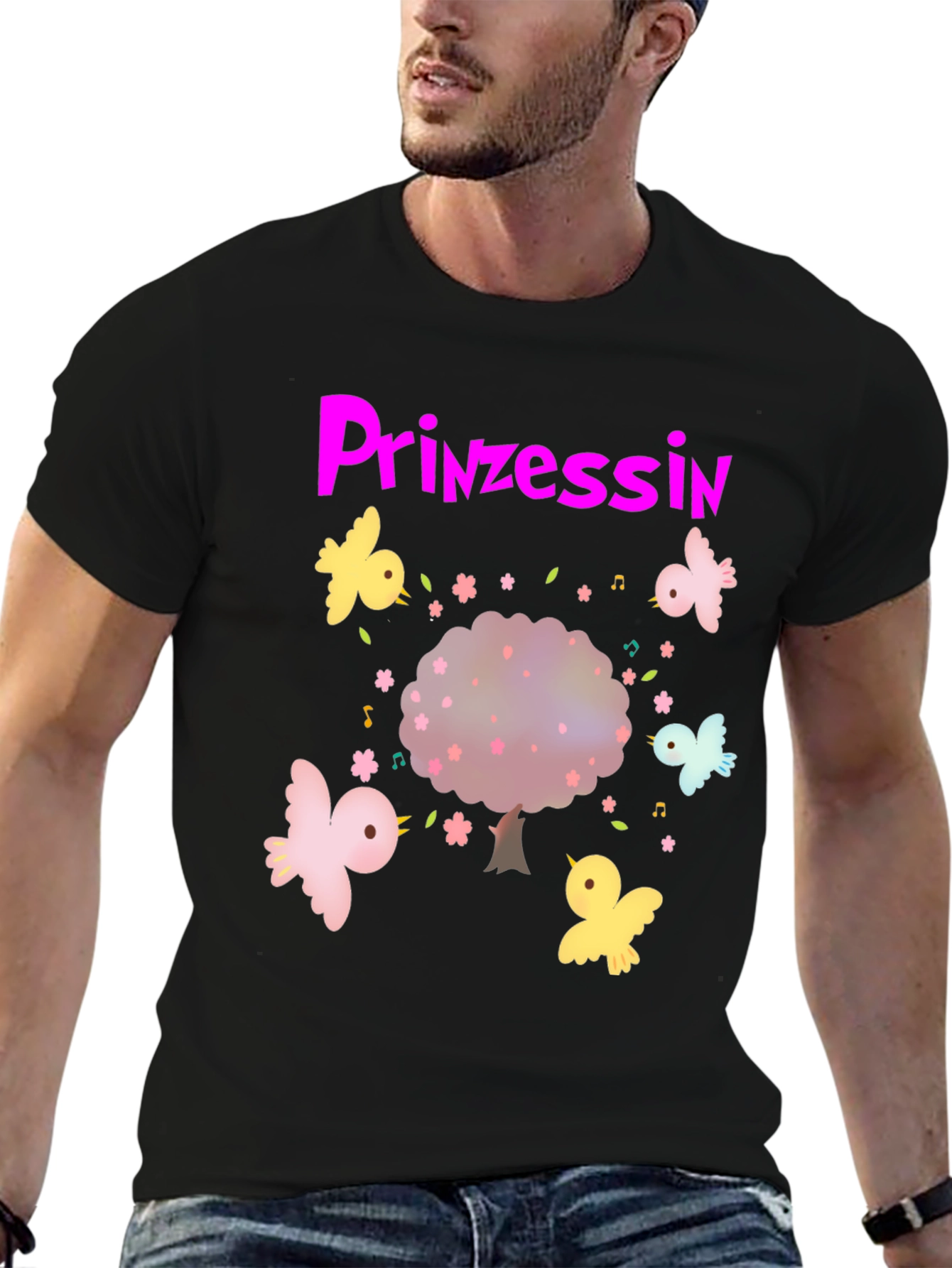 Princess Tree Birds Black T-Shirt