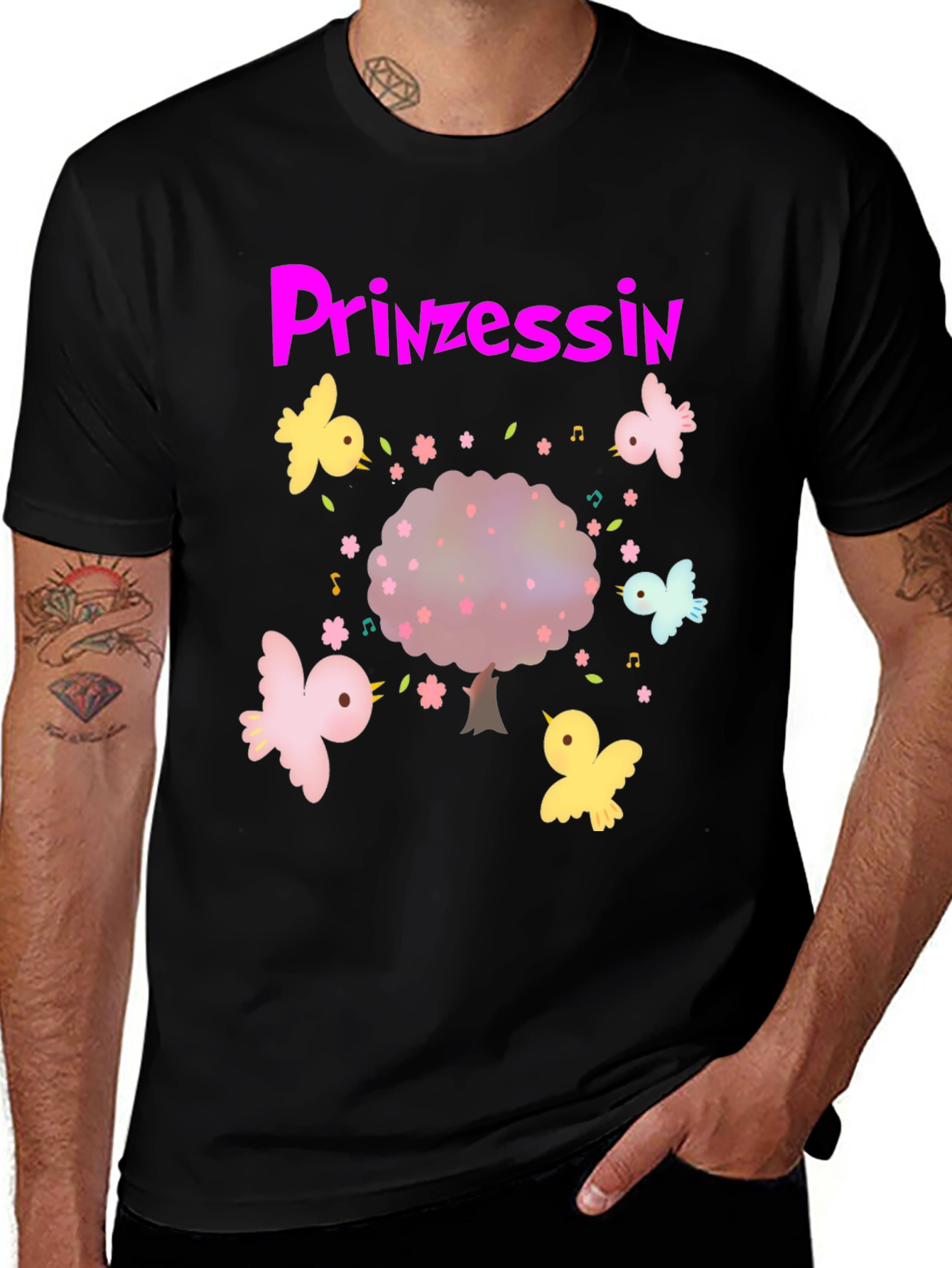 Princess Tree Birds Black T-Shirt