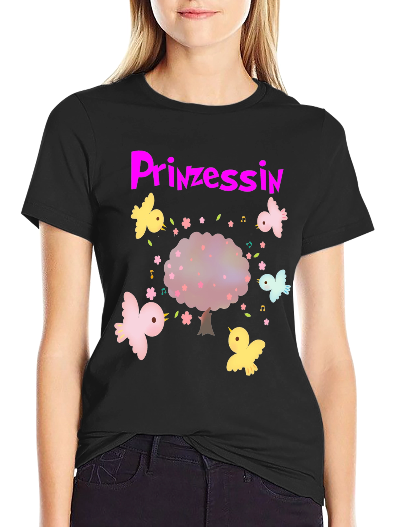 Princess Tree Birds Black T-Shirt