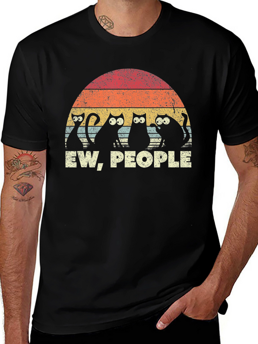 Ew People Cats Graphic T-Shirt - Retro Style Comfort