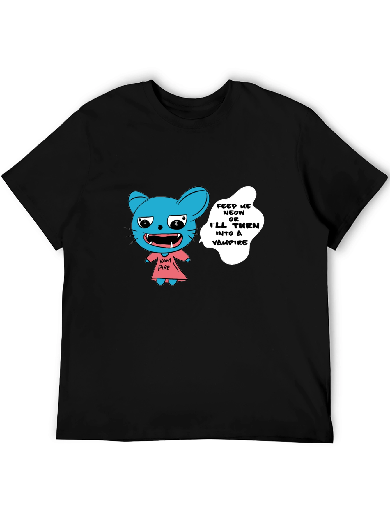 Vampire Cat Graphic T-Shirt - Feed Me!