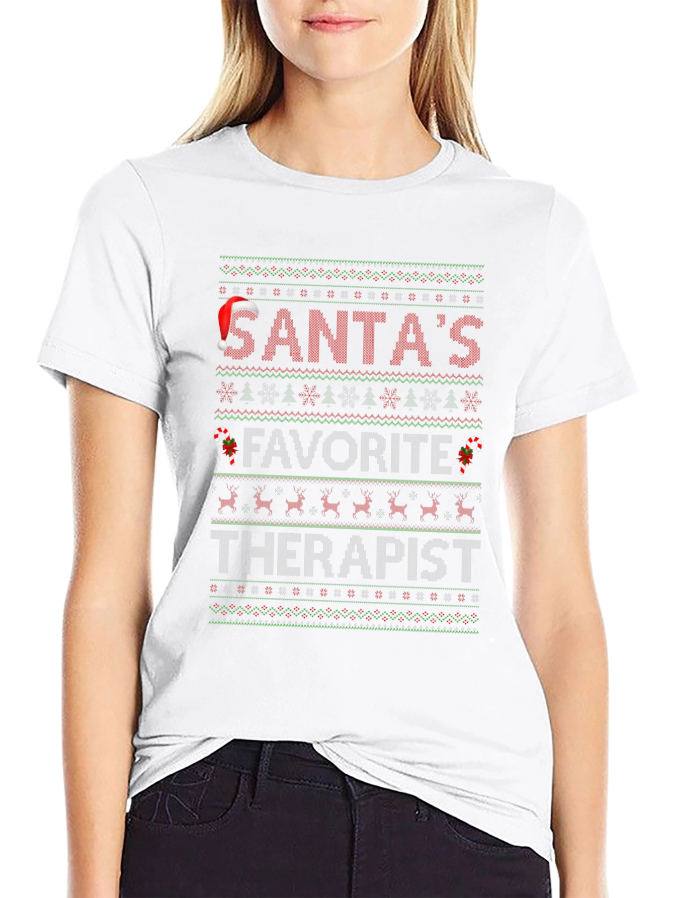 Santas Favorite Therapist Ugly Christmas Sweater T-Shirt