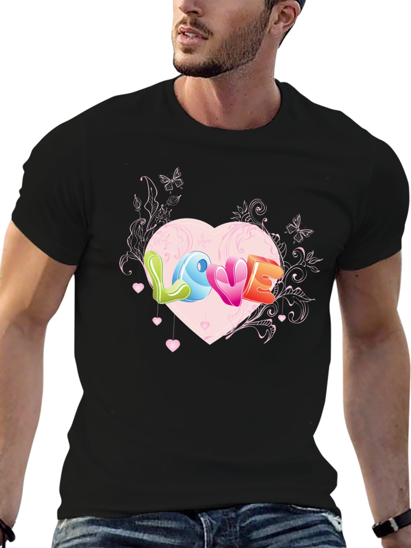 Love Heart Graphic Tee - Black T-Shirt