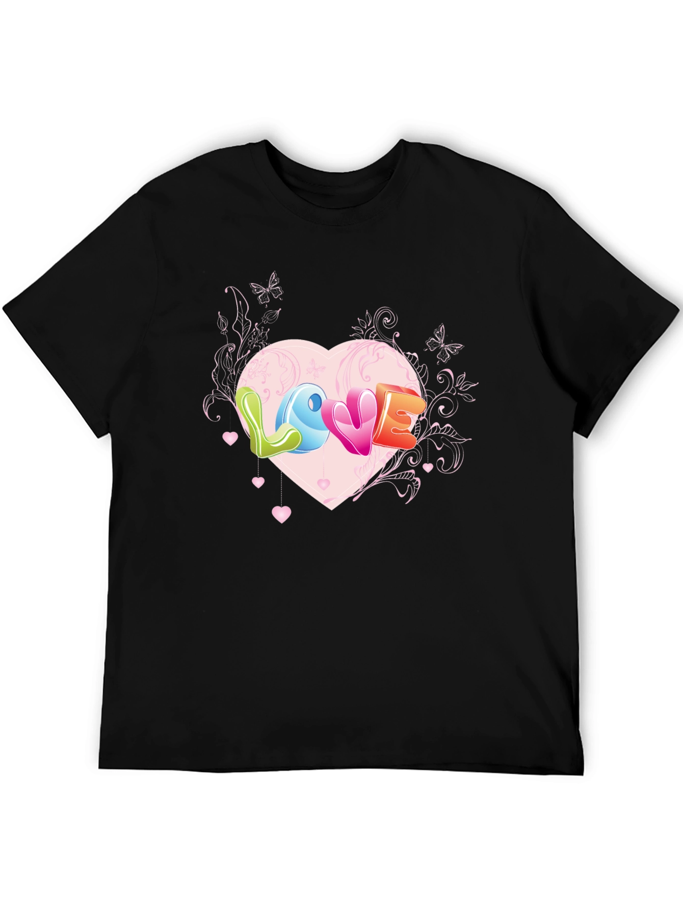 Love Heart Graphic Tee - Black T-Shirt