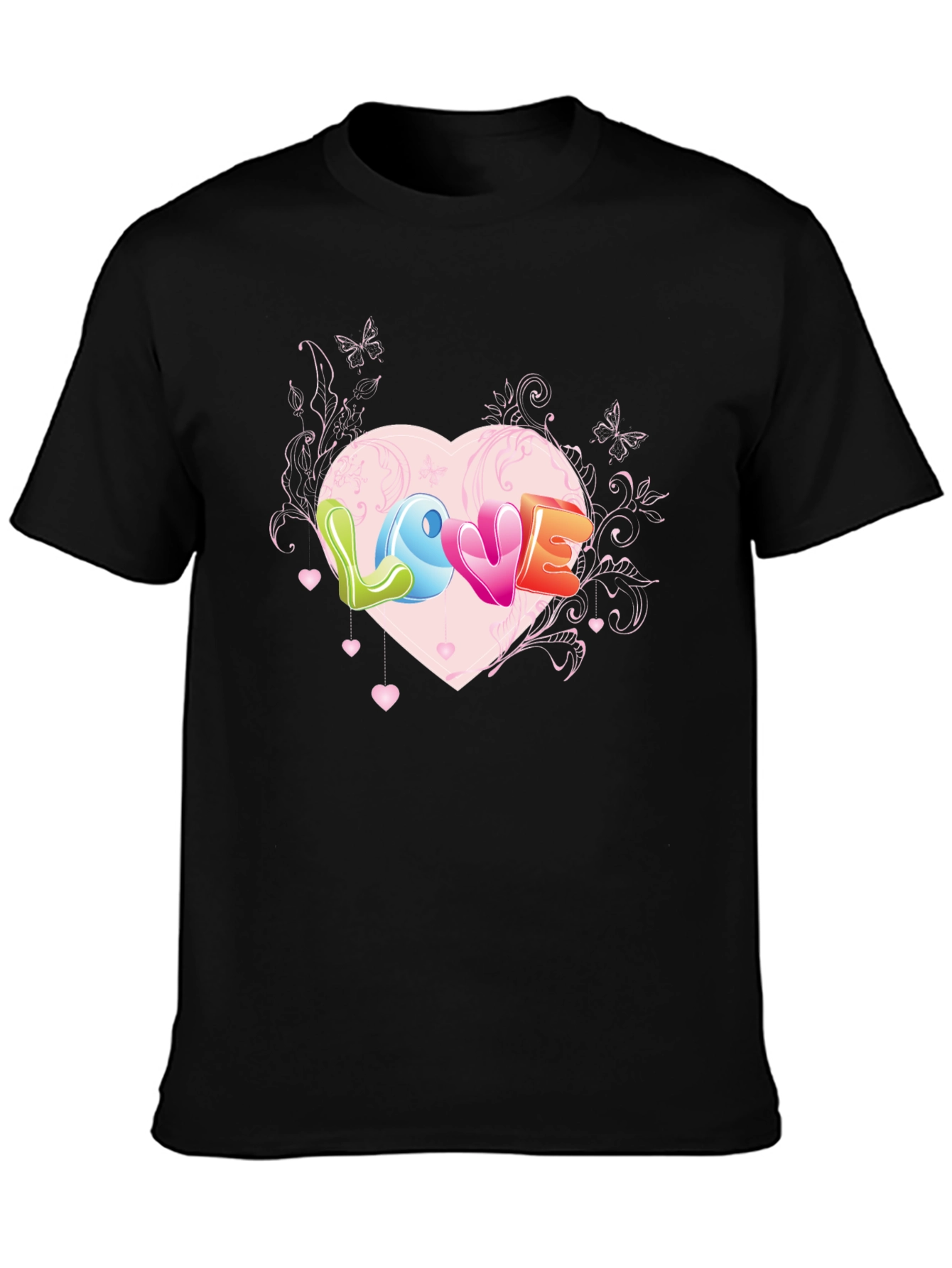 Love Heart Graphic Tee - Black T-Shirt