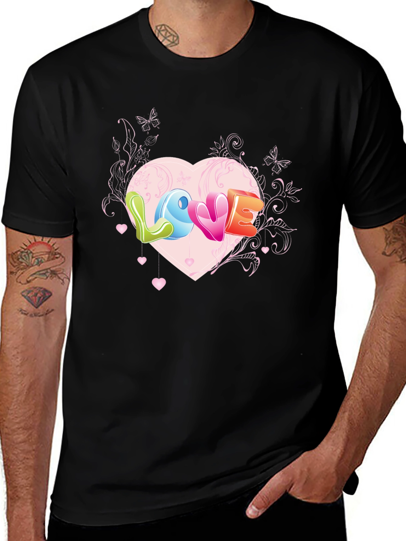 Love Heart Graphic Tee - Black T-Shirt