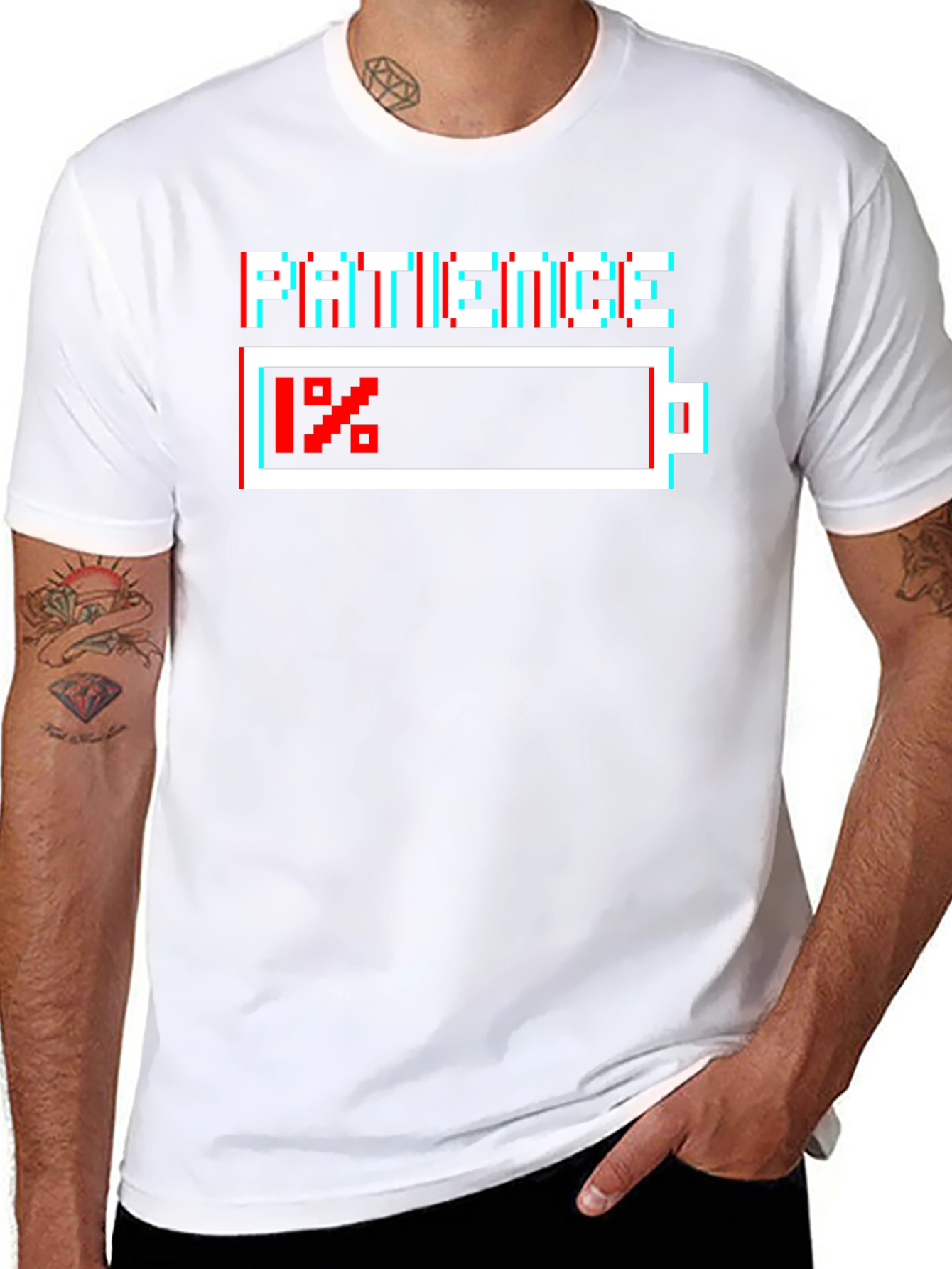 Patience 1% Battery Black Graphic T-Shirt