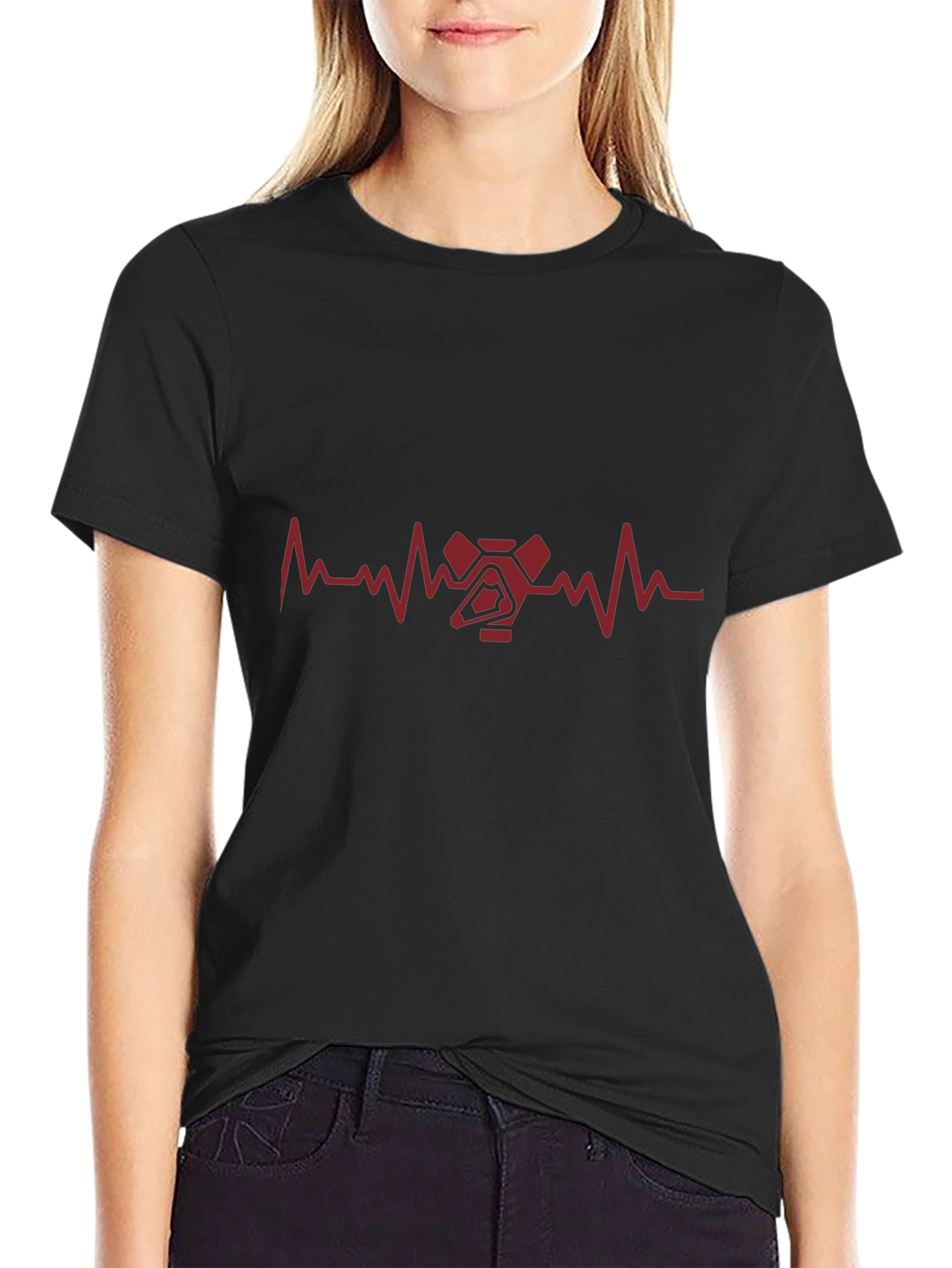 Heartbeat Spaceship Graphic Tee - Black Cotton