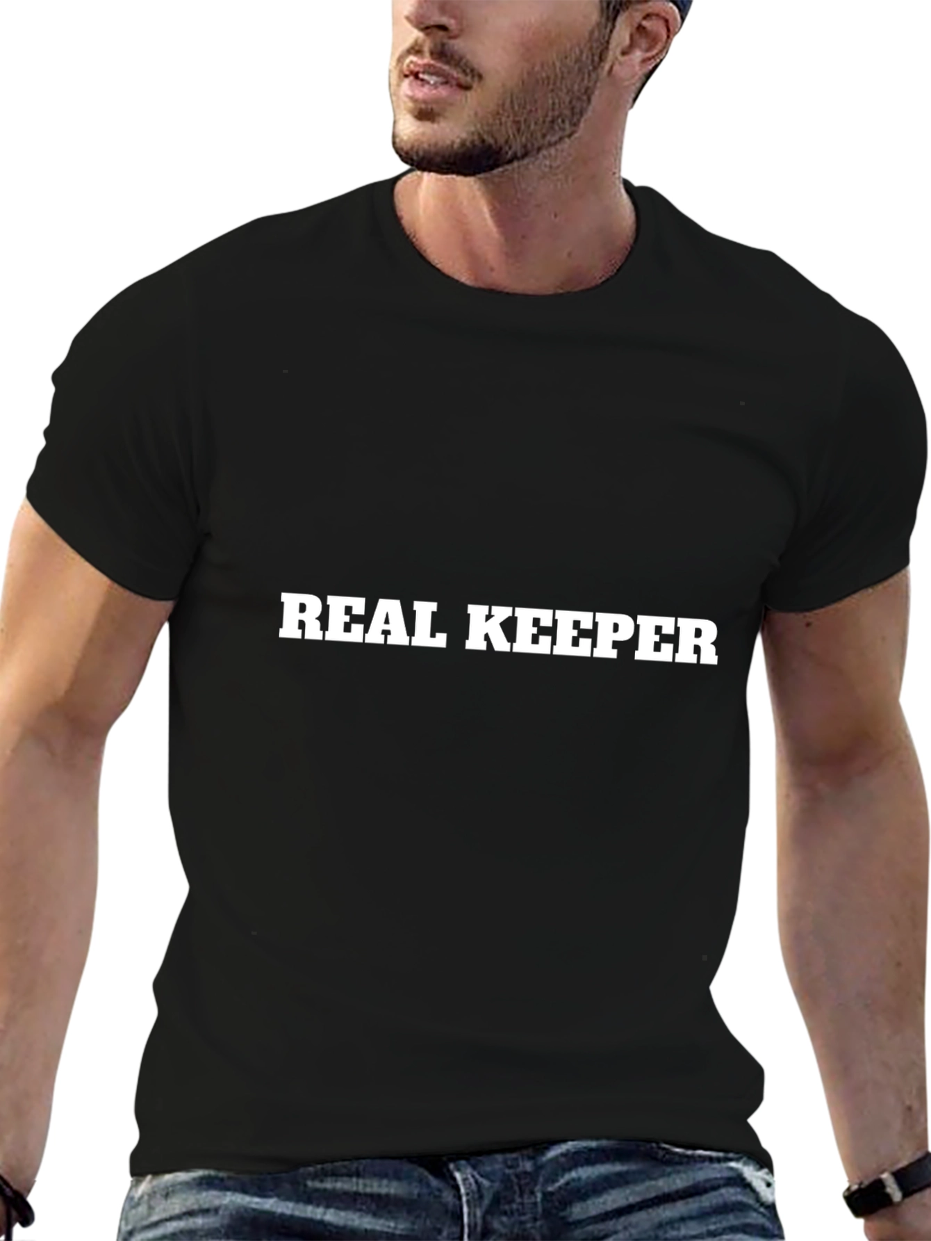 REAL KEEPER Black T-Shirt Novelty Tee