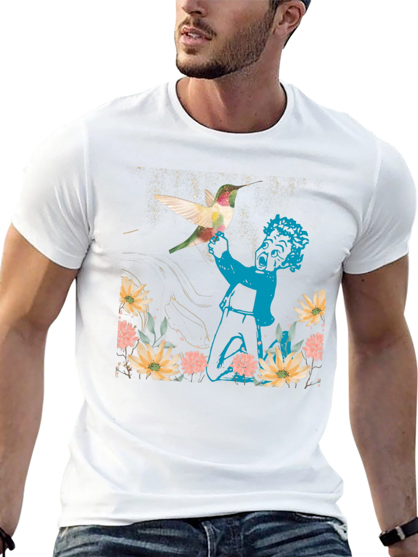 Hummingbird & Boy Graphic T-Shirt