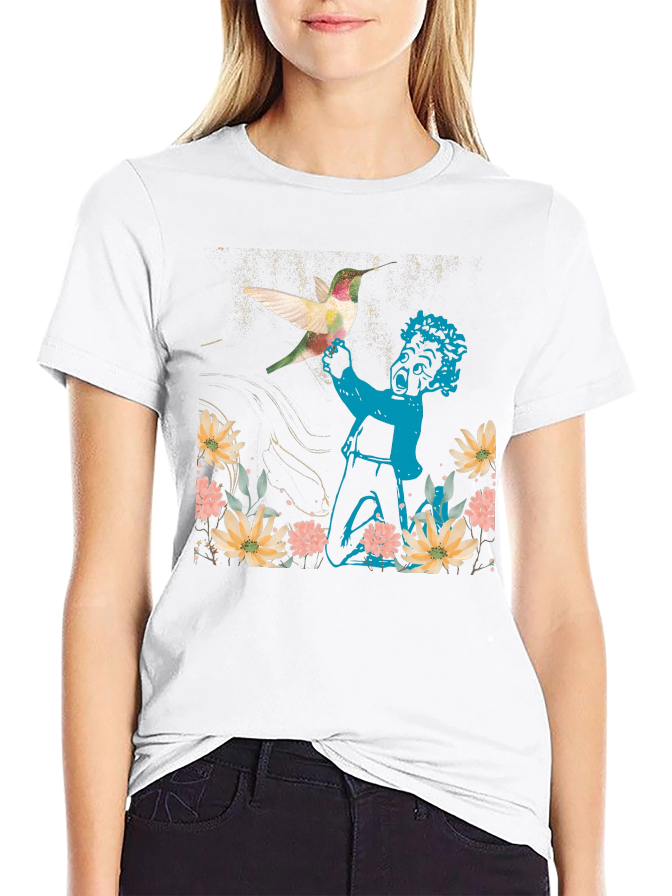 Hummingbird & Boy Graphic T-Shirt