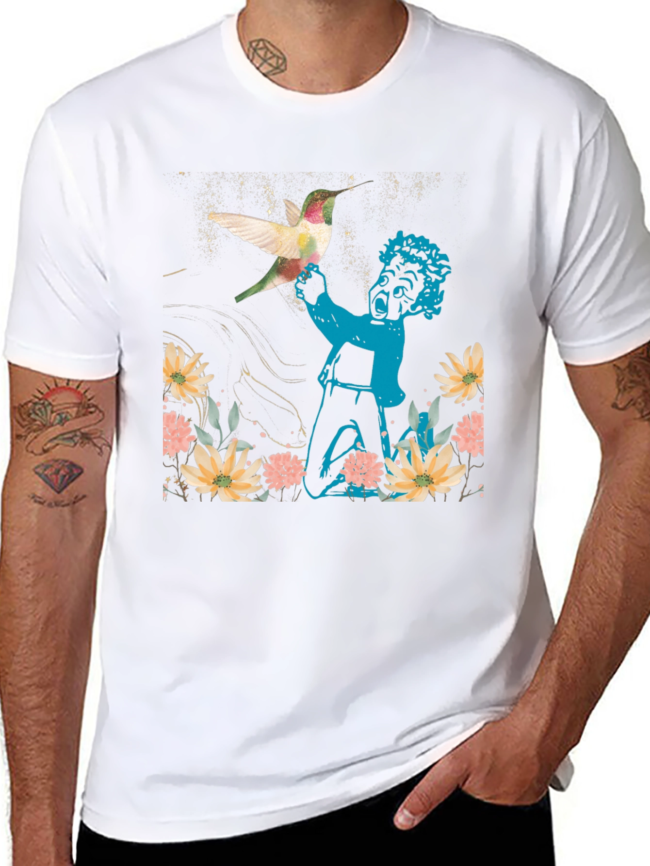 Hummingbird & Boy Graphic T-Shirt