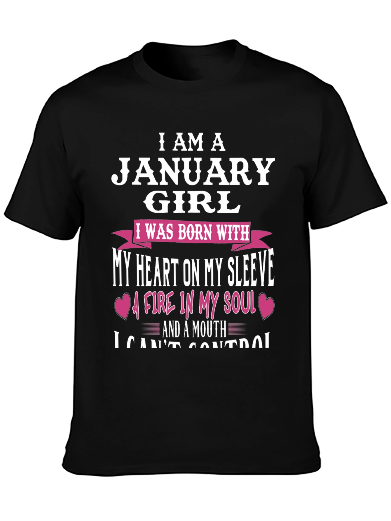 January Girl T-Shirt - Heart on Sleeve