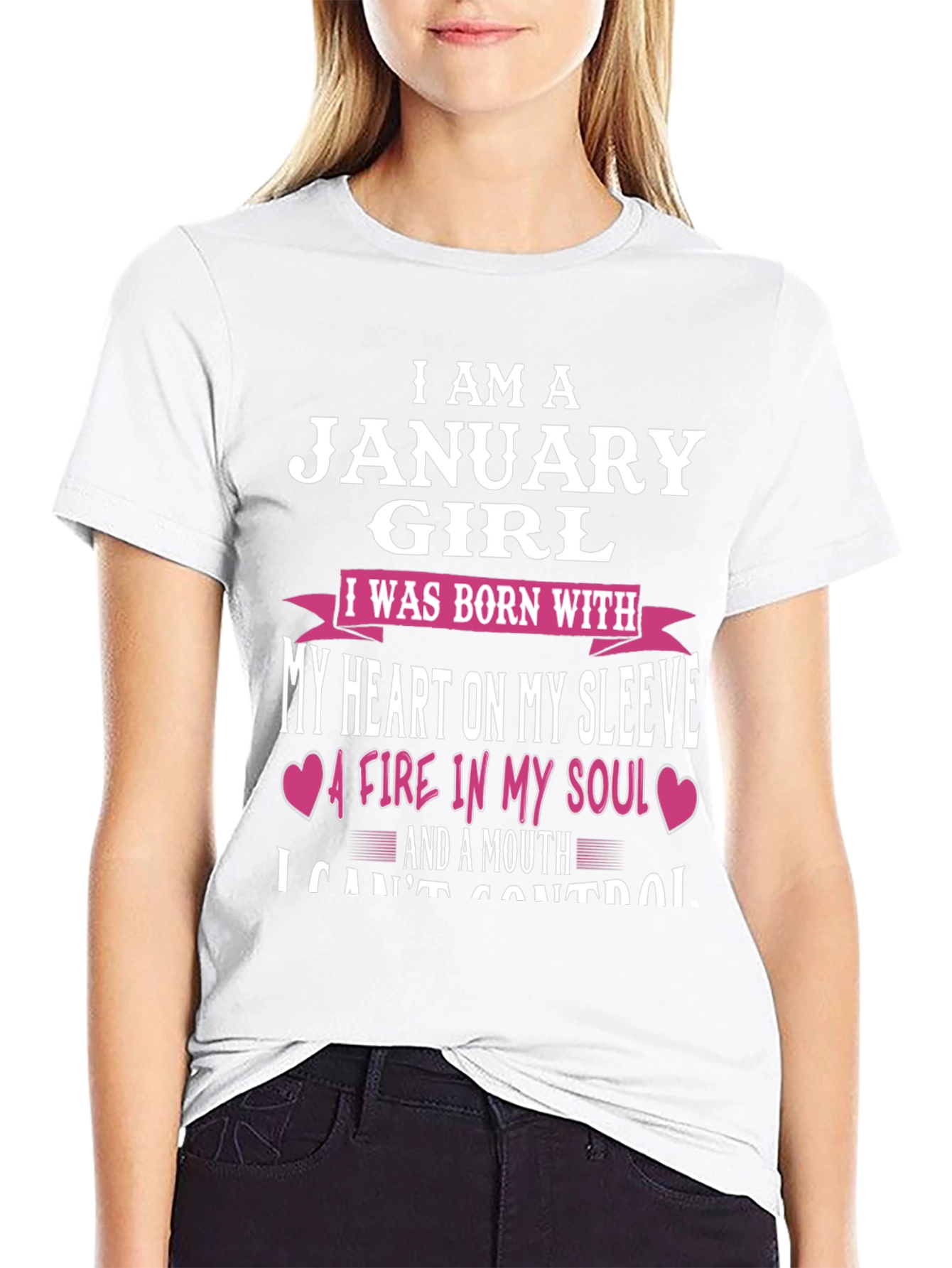 January Girl T-Shirt - Heart on Sleeve