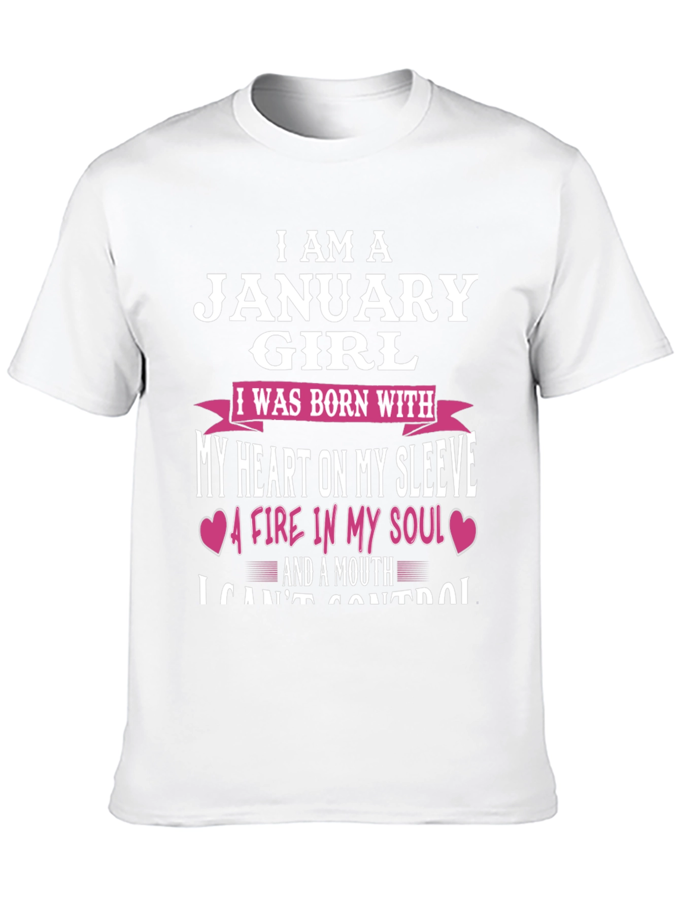 January Girl T-Shirt - Heart on Sleeve