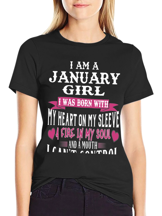 January Girl T-Shirt - Heart on Sleeve