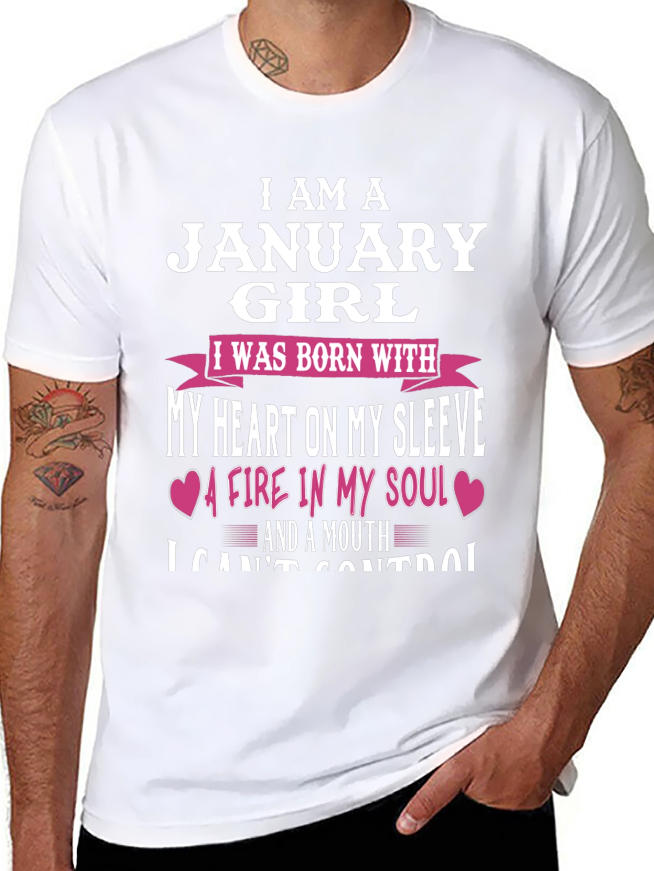January Girl T-Shirt - Heart on Sleeve