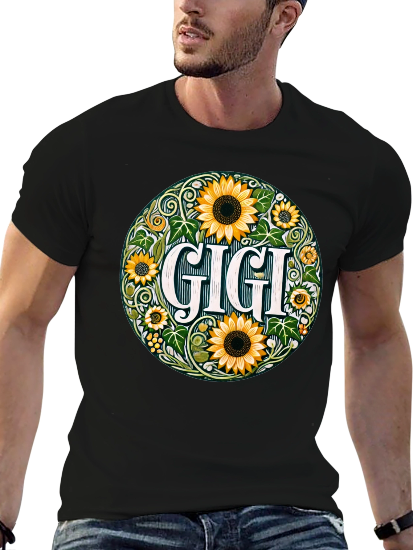 Gigi Sunflower Graphic Tee - Floral Grandparent Shirt