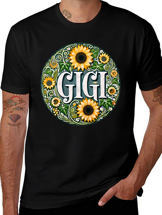 Gigi Sunflower Graphic Tee - Floral Grandparent Shirt