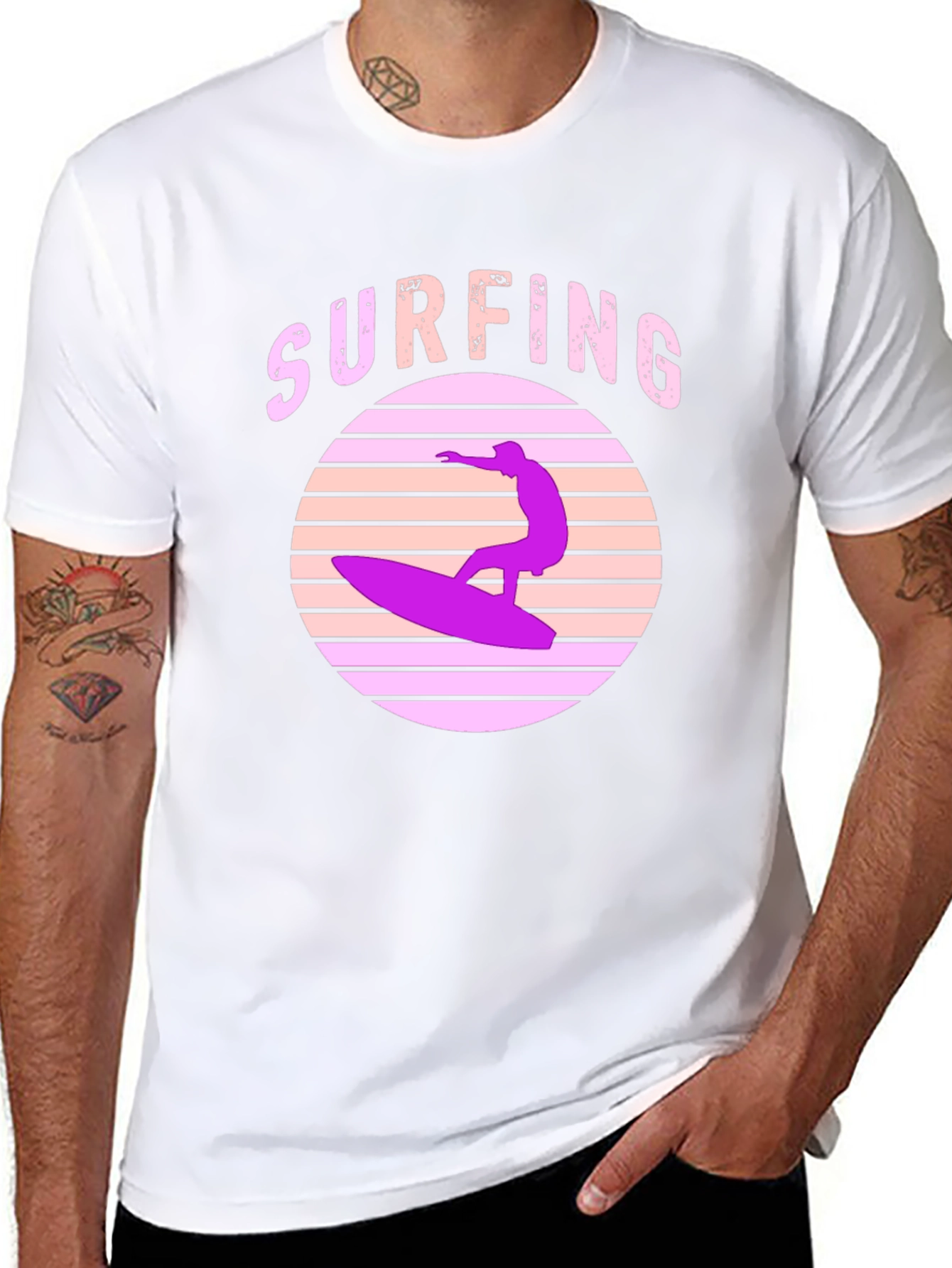 Retro Surfing T-Shirt - Black Graphic Tee