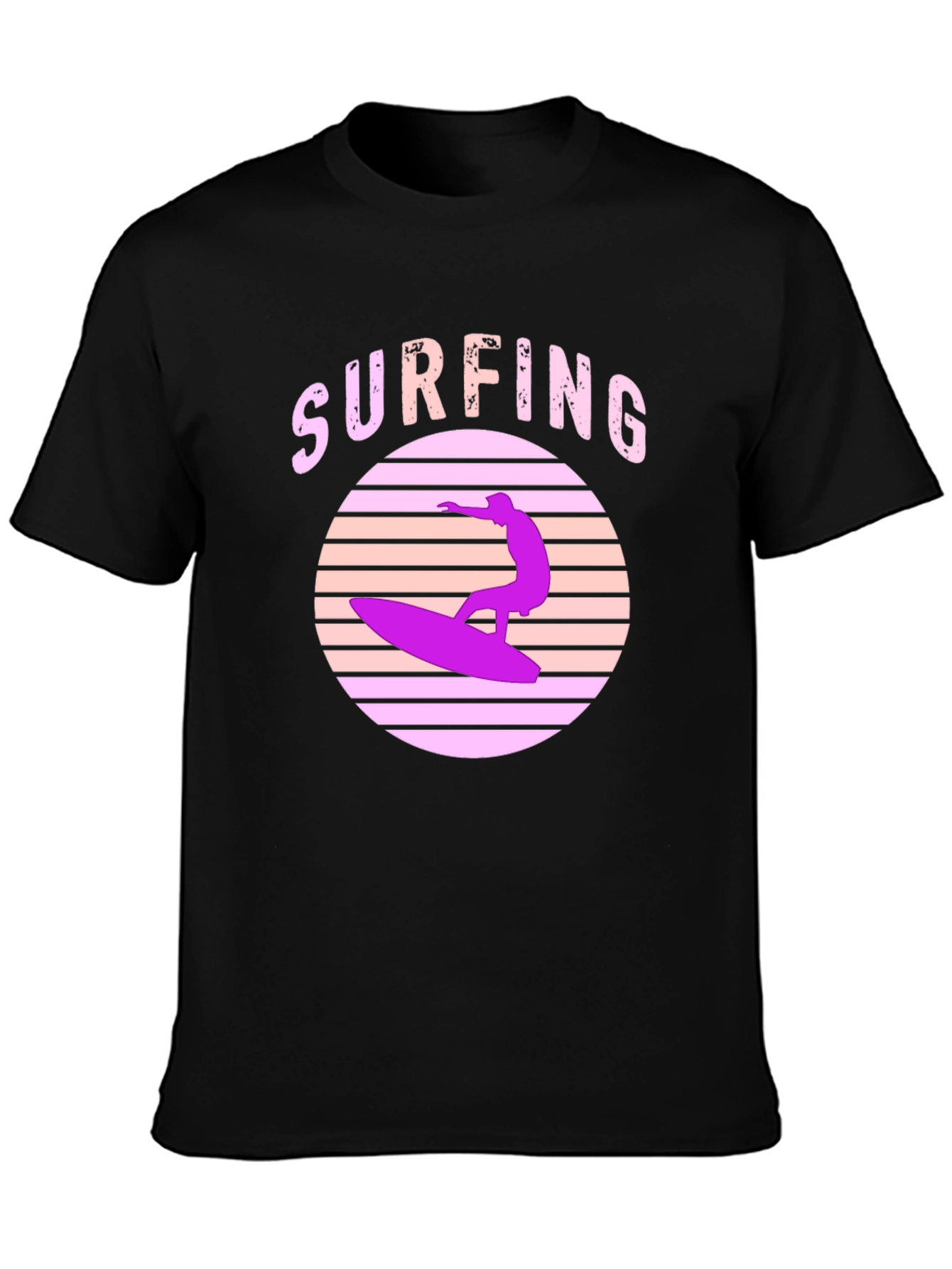 Retro Surfing T-Shirt - Black Graphic Tee