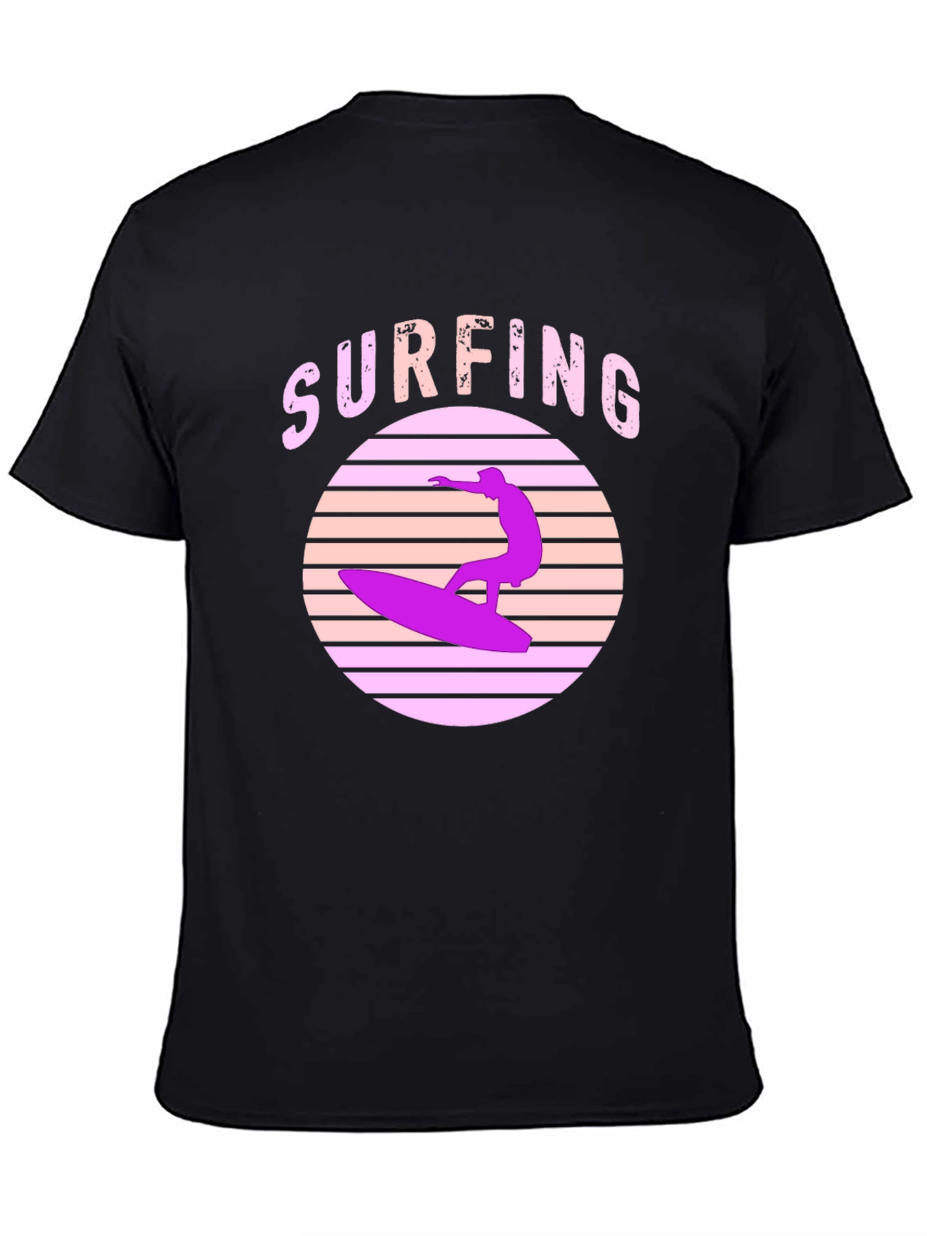 Retro Surfing T-Shirt - Black Graphic Tee