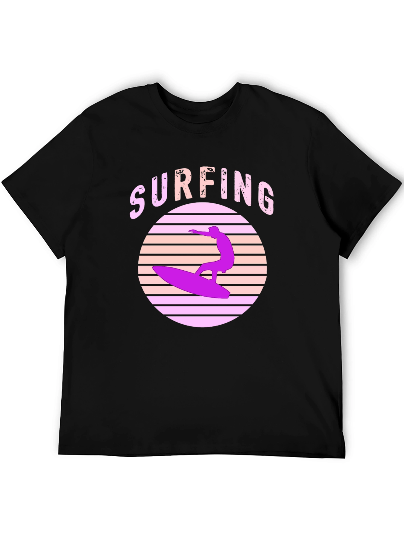 Retro Surfing T-Shirt - Black Graphic Tee