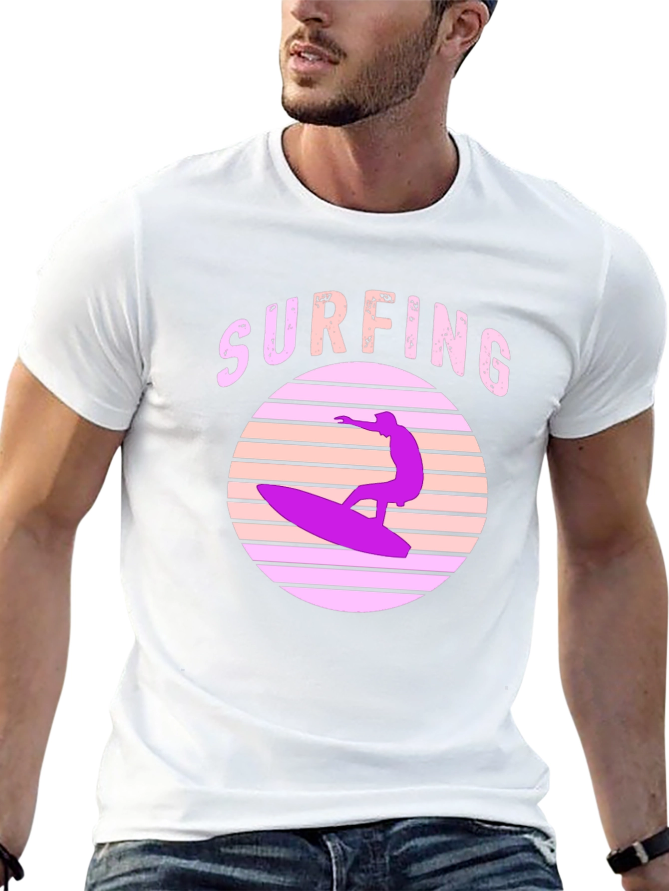 Retro Surfing T-Shirt - Black Graphic Tee