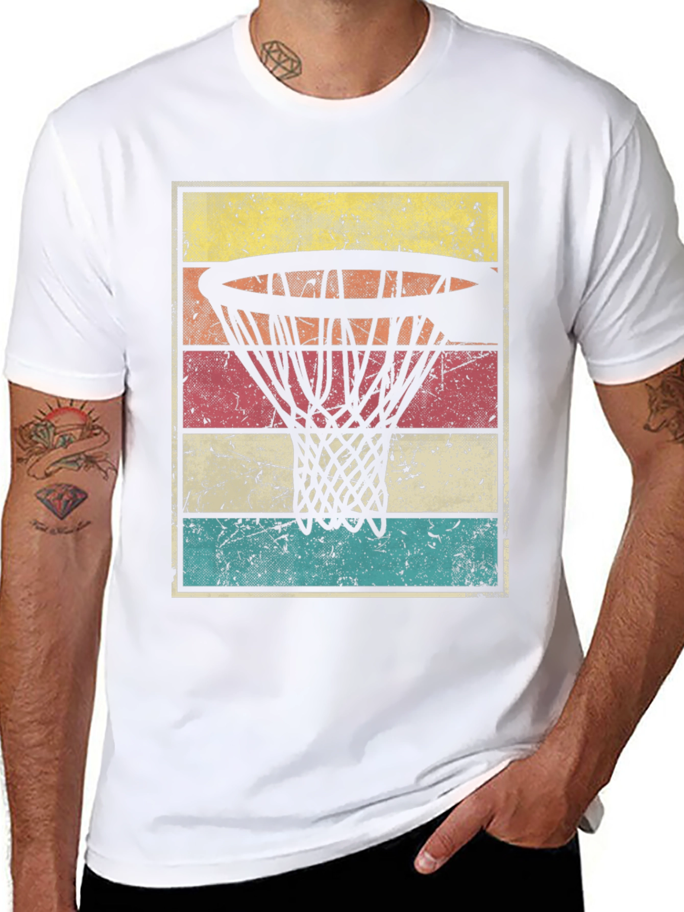 Retro Basketball Hoop Graphic T-Shirt