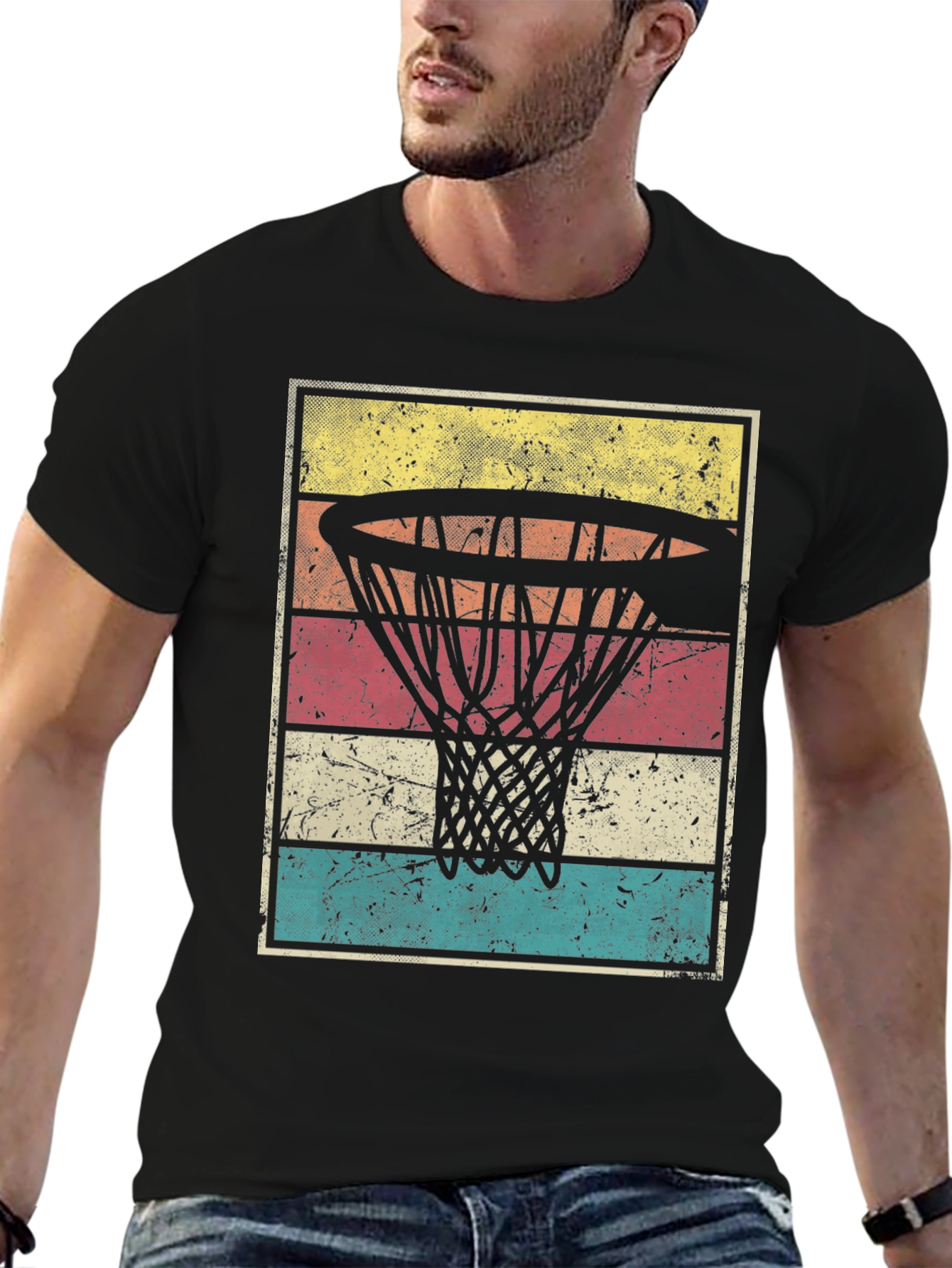 Retro Basketball Hoop Graphic T-Shirt