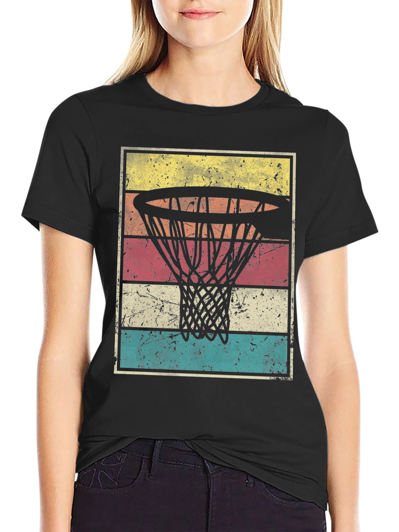 Retro Basketball Hoop Graphic T-Shirt
