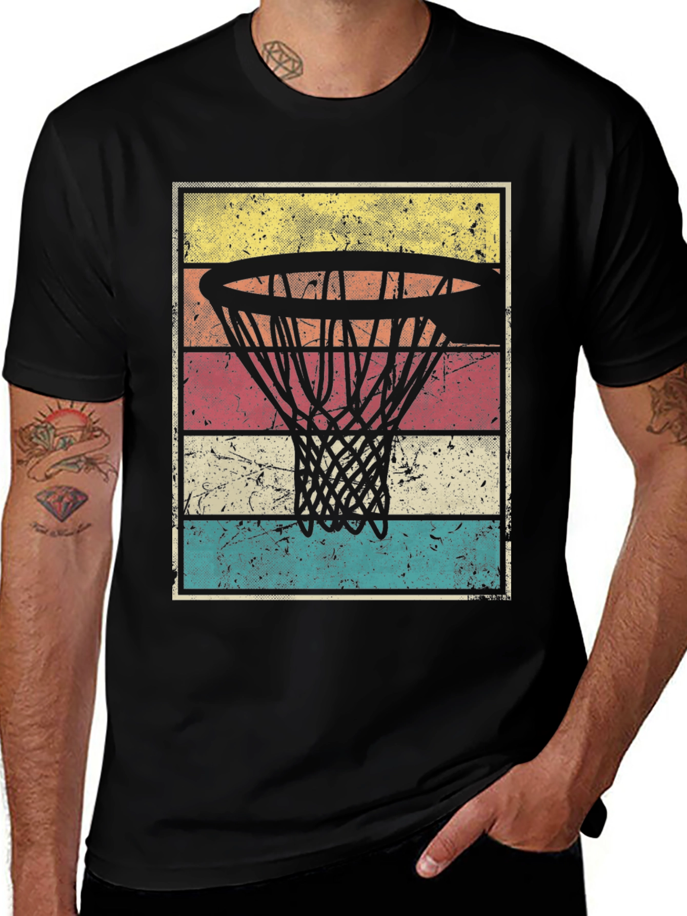 Retro Basketball Hoop Graphic T-Shirt