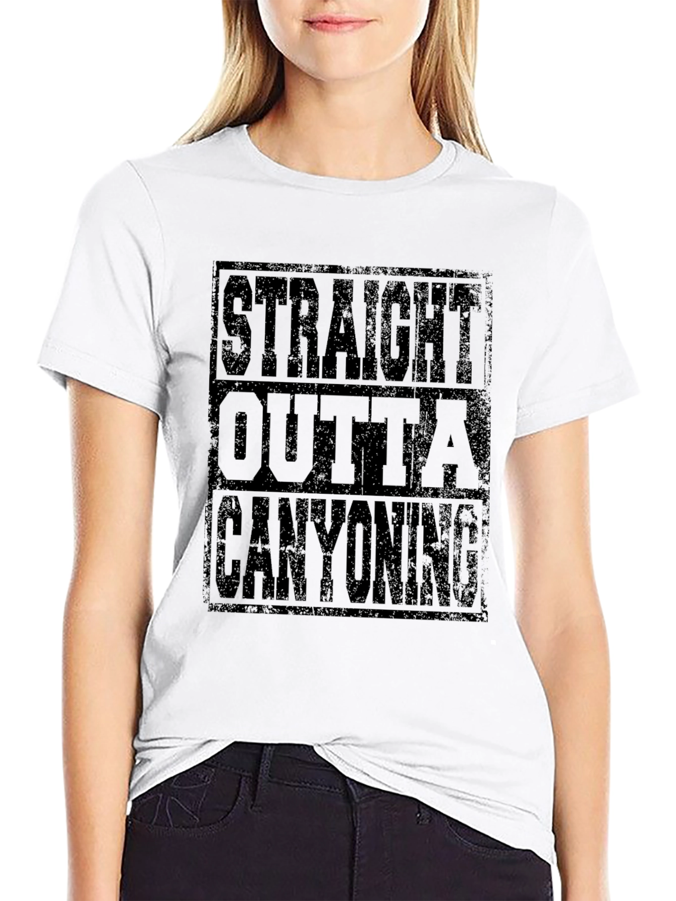 Straight Outta Canyoning Black T-Shirt