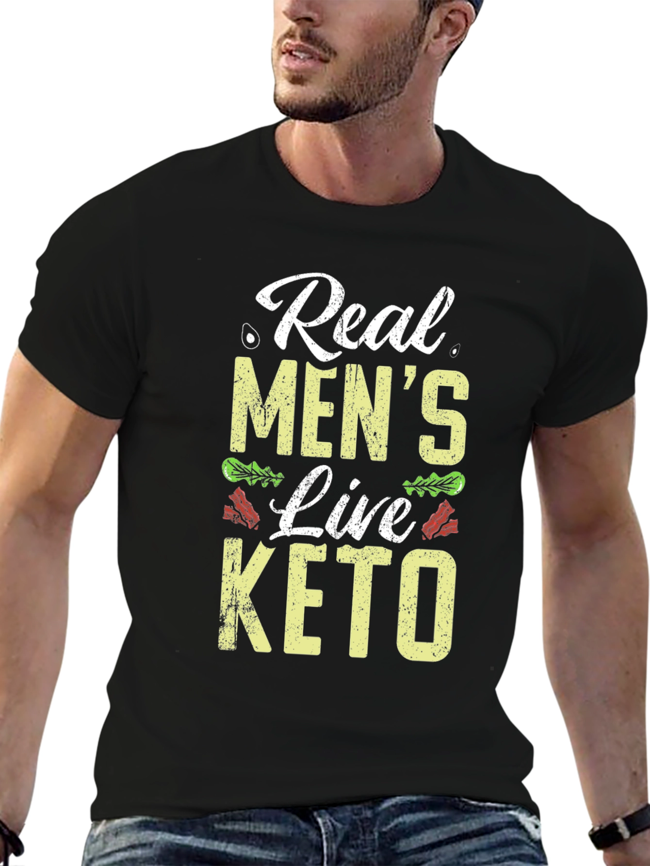 Real Mens Live Keto Black T-Shirt
