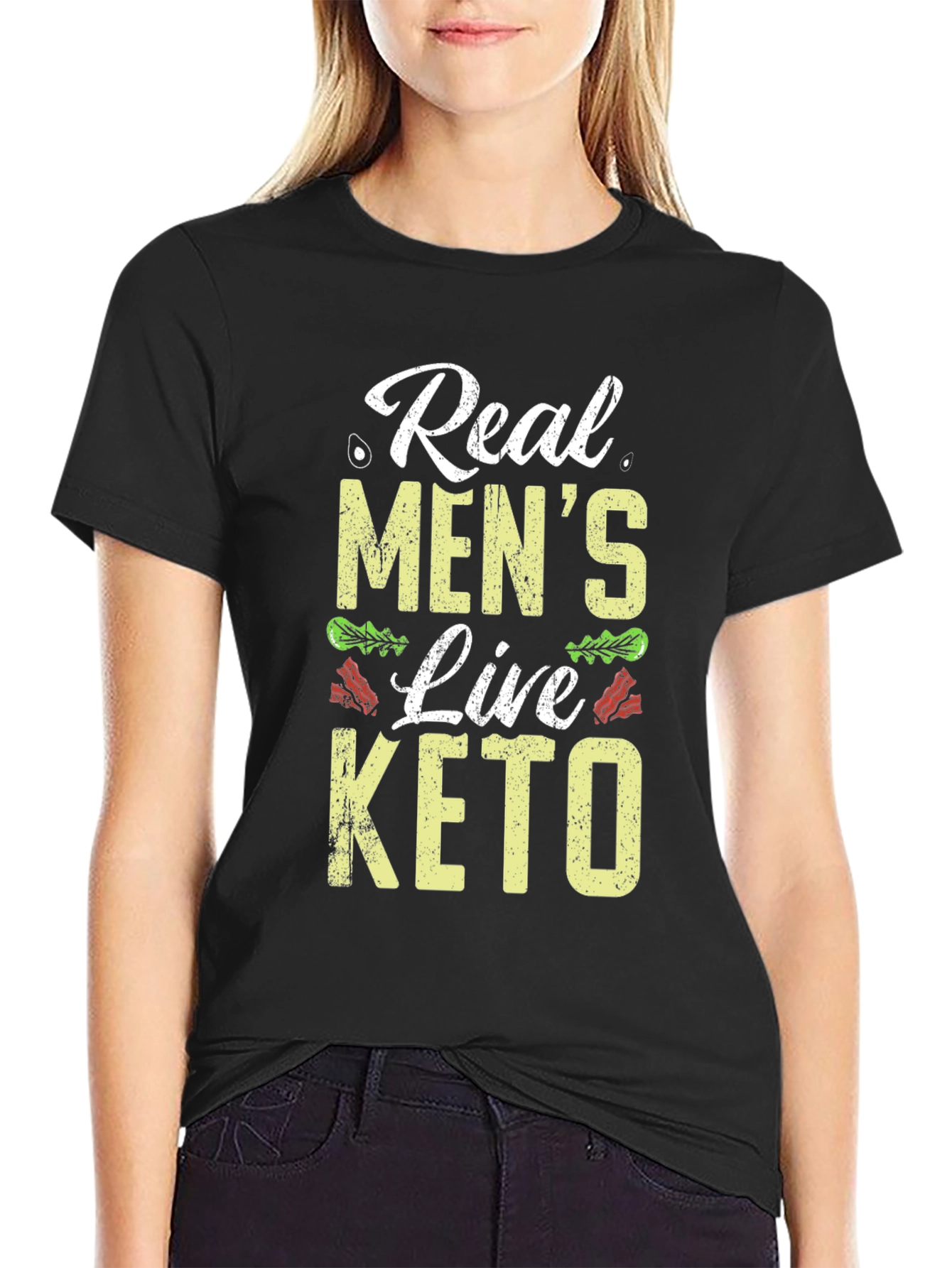 Real Mens Live Keto Black T-Shirt