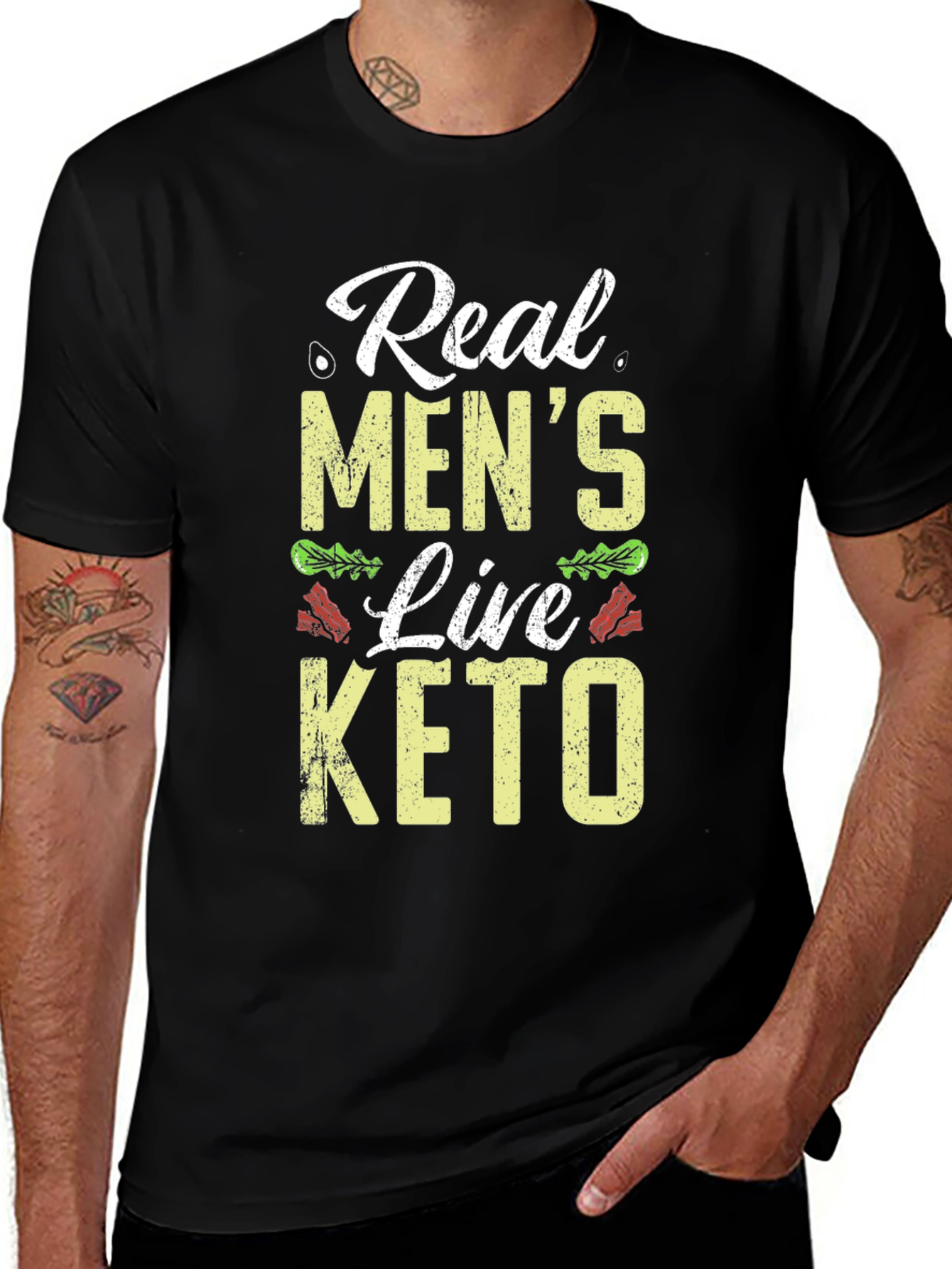 Real Mens Live Keto Black T-Shirt