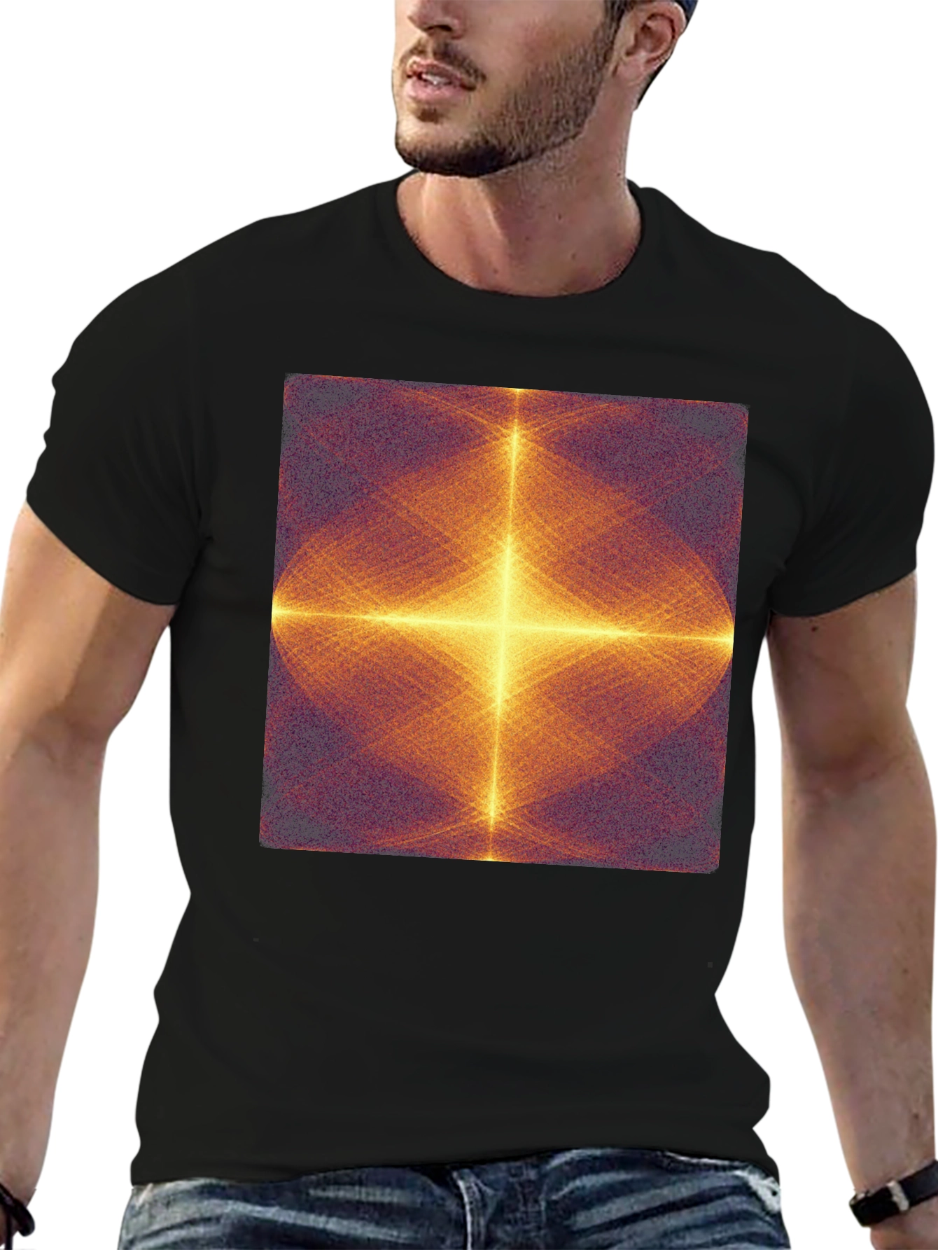 Abstract Geometric Pattern Black T-Shirt