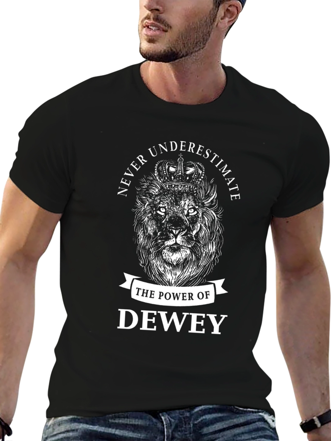 Never Underestimate Dewey Lion Graphic Tee